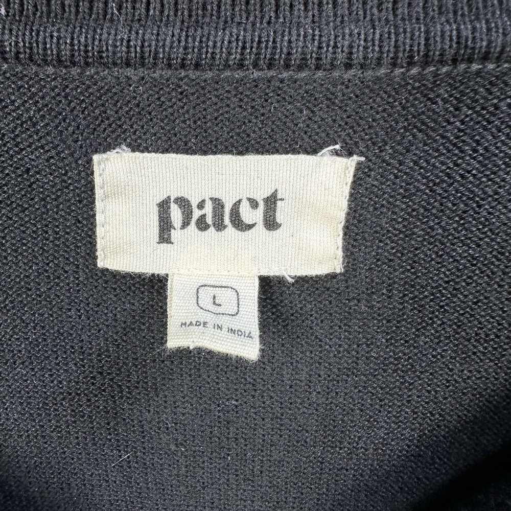 Pact Polo Sweater Women's L Black Organic Cotton Collared Preppy Minimalist - Picture 2 of 8